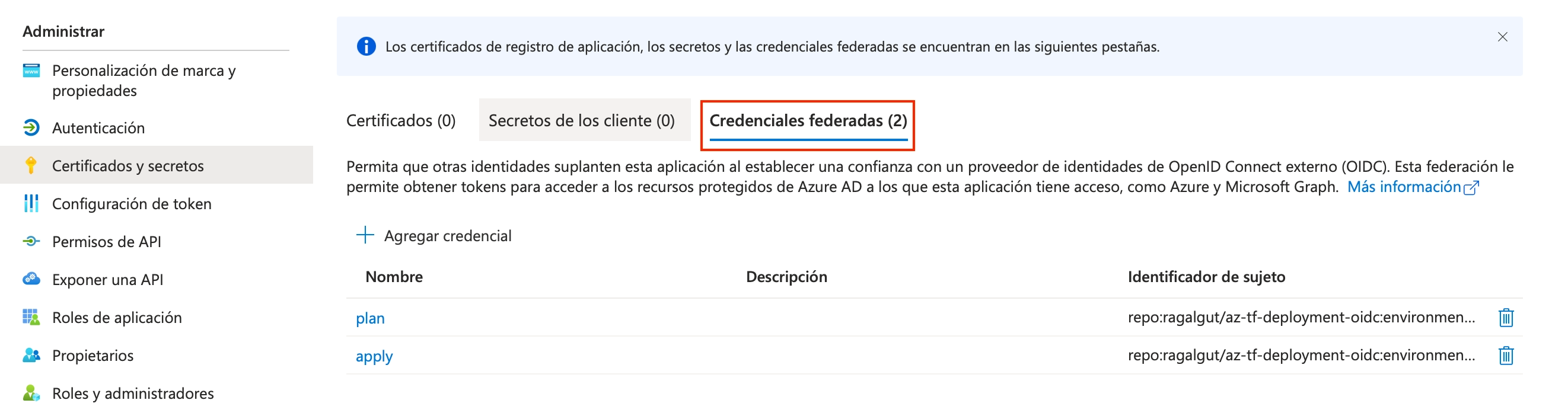 Credenciales federadas para OpenID