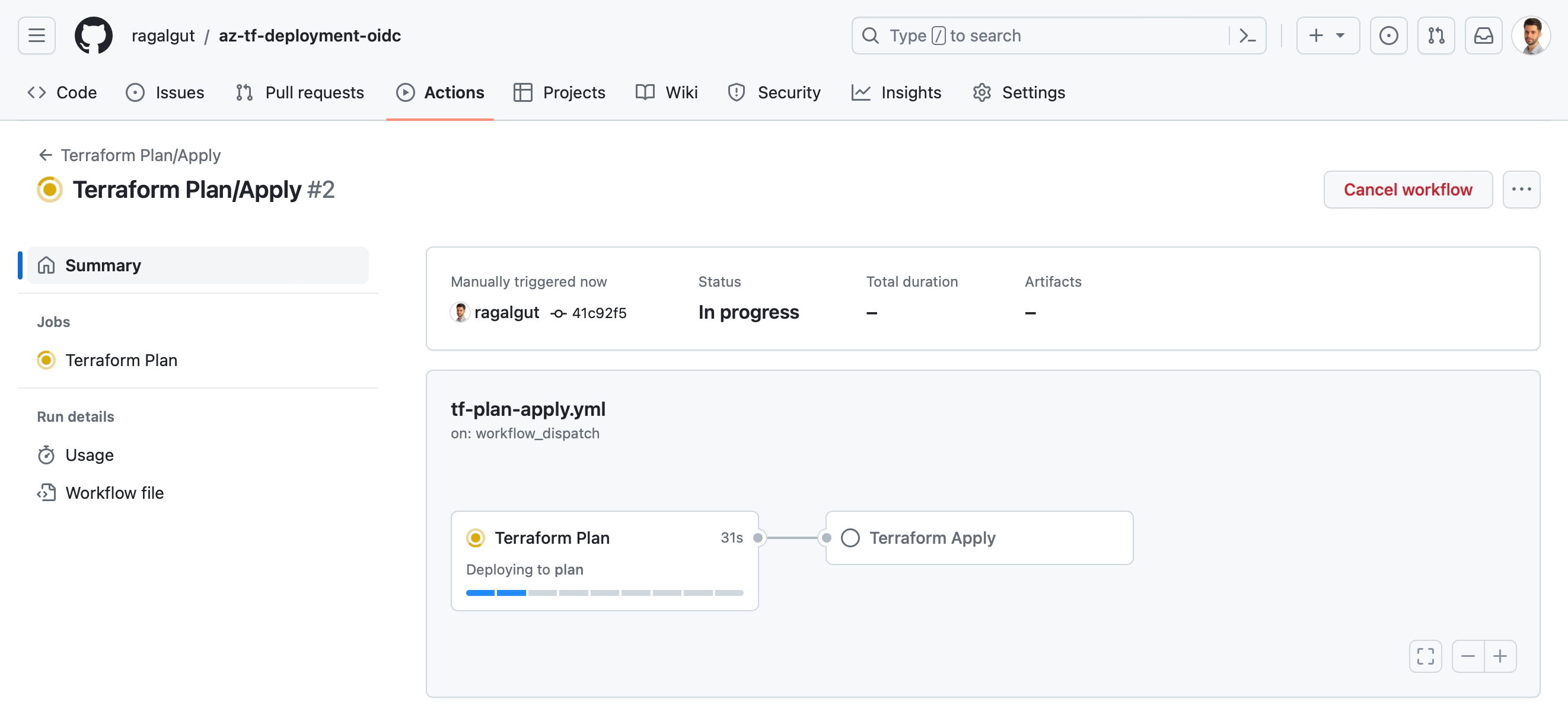 Ejecutar workflow GitHub Actions